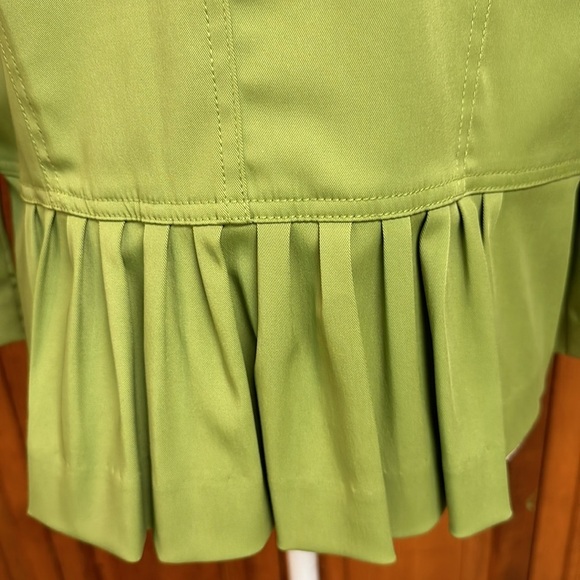 Ruby Rd. Crop Peplum 3/4 Sleeve Lime Green Fall Cropped Blazer Jacket Size 16 - Picture 5 of 10
